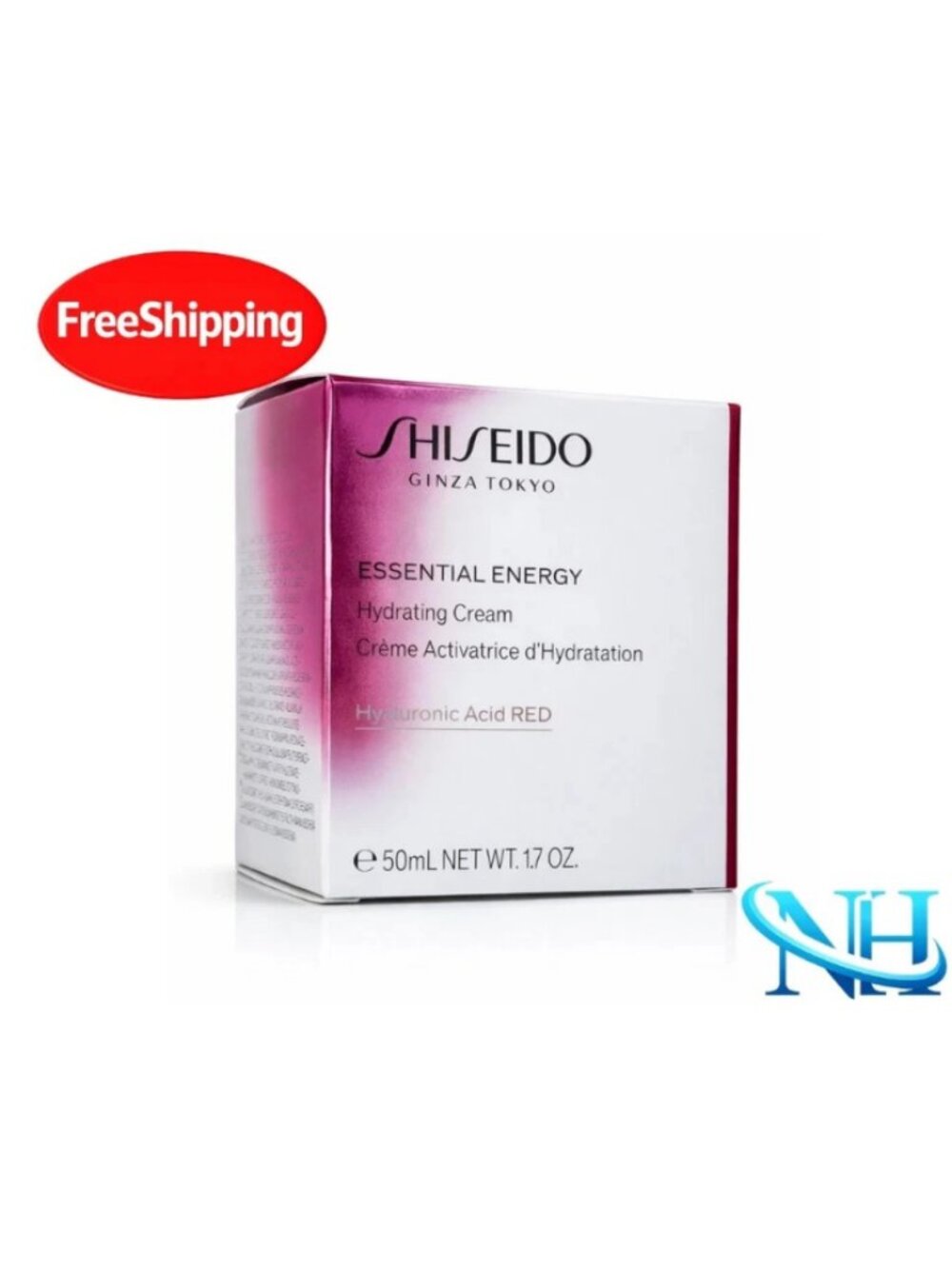 New Shiseido Essential Energy Hydrating Cream 1.7oz (50ml) Hyaluronic Acid Red